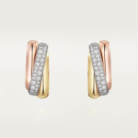 Серьги Cartier Trinity earrings, cushion-shaped, half-paved B8301535